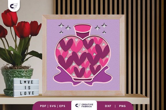 Download Potion Bottle Heart Shape 3D Shadow Box - Potion Collection