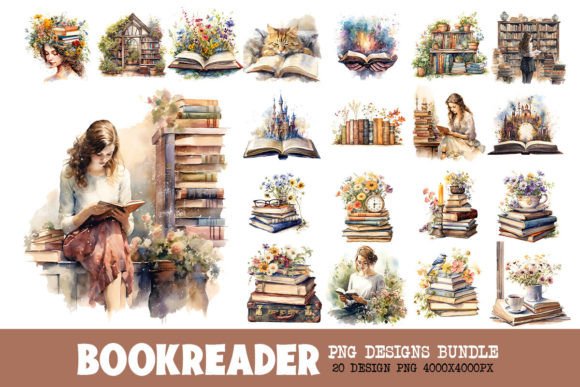 Download Retro Book Reader Bundle Design - Retro Collection